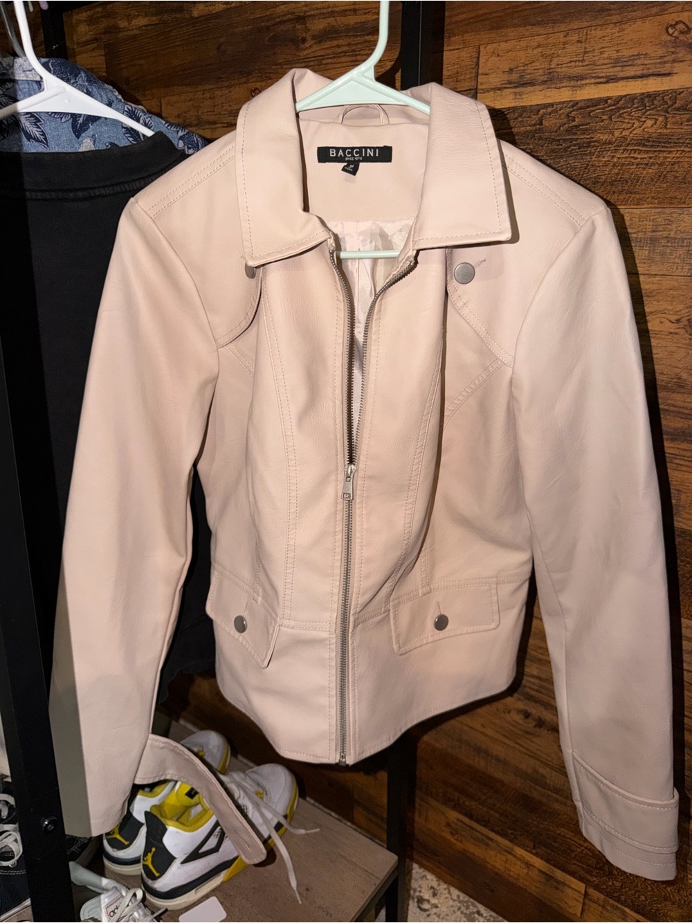 Baccini Women's Light Blush Leather Moto Jacket